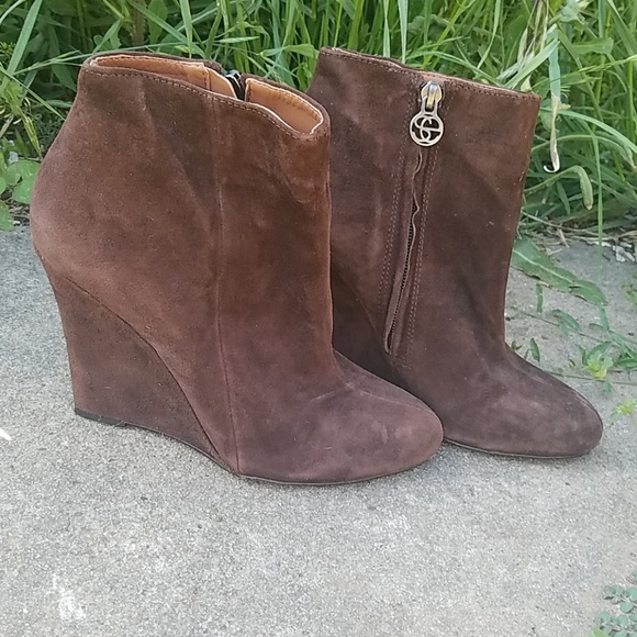 Sam Edelman Brown Suede Wedges 7 - Picture 2 of 9